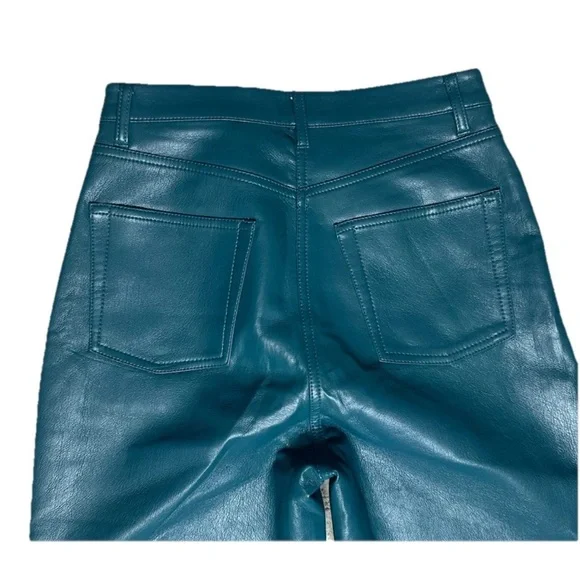 Wilfred The Melina Vegan Leather Green High Rise Straight Pants - Picture 4 of 7